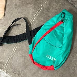Teal and red eno Cross body bag